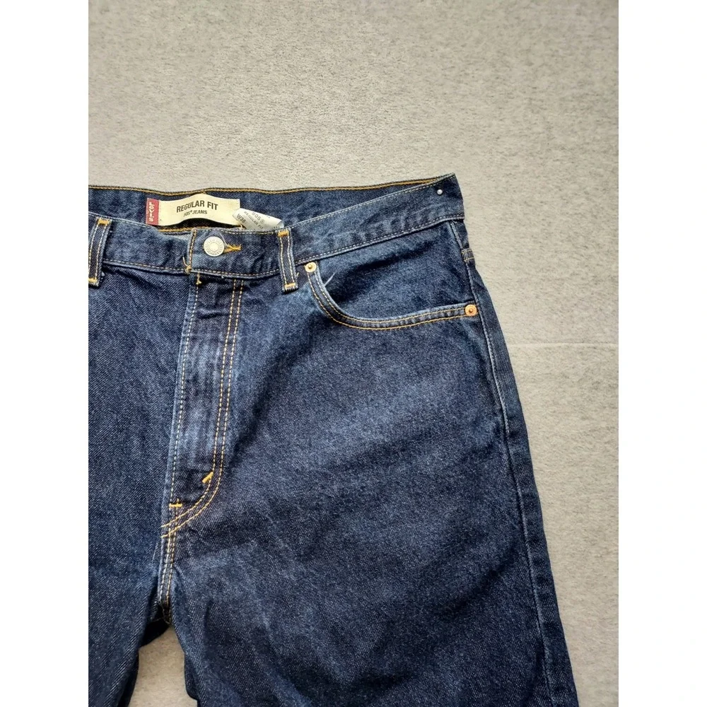 Levis Men Denim Jeans 36 Blue Zip Button 5 Pockets High Rise Straight Outdoor